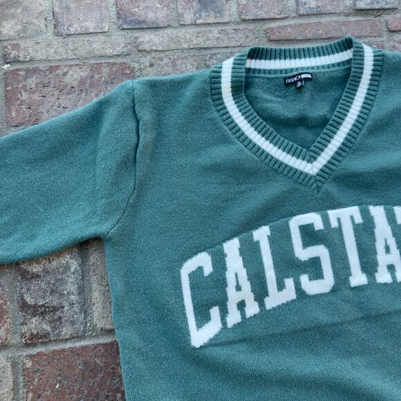 Fashion Nova Calstate Green Sweater V-Neck Cozy Size 1X - Picture 3 of 6